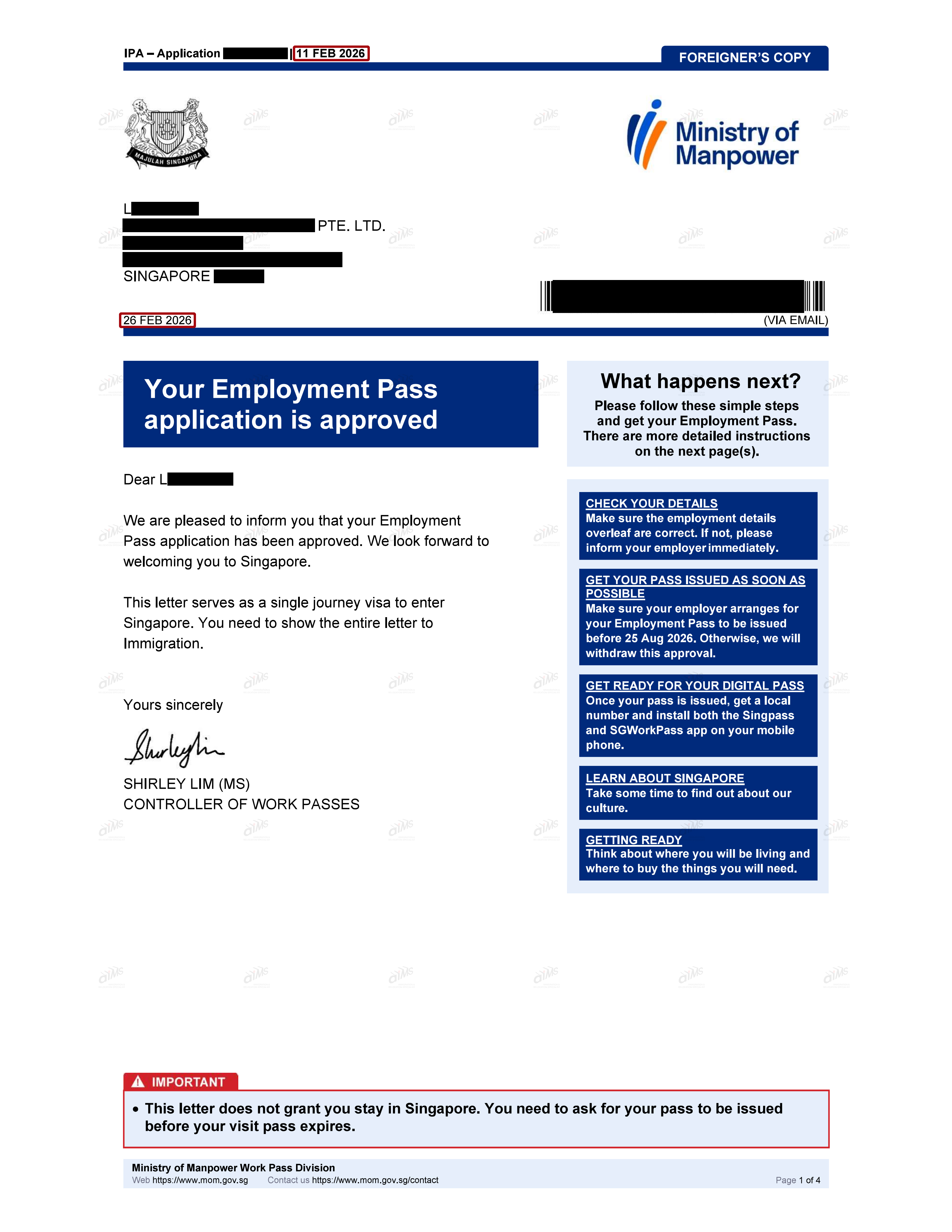 软件开发行业成功获批新加坡自雇EP